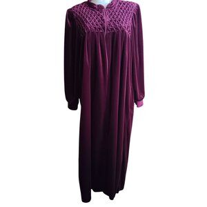 Medium Vintage Dress Saybury Plum Purple Stretch Velour Moo Moo House 80's Roper